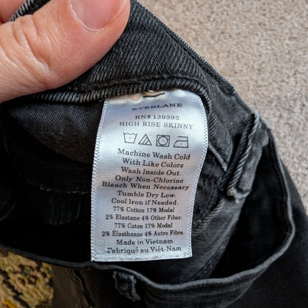 Everlane High Rise Skinny Washed Black Jeans size 27 - Picture 4 of 12